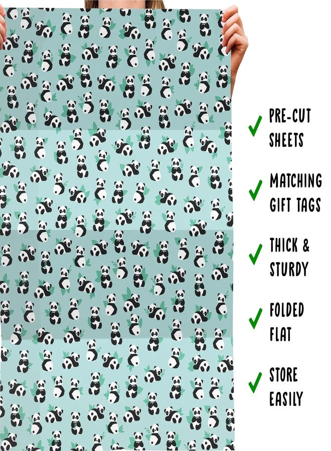 CENTRAL 23 - Green Wrapping Paper - 6 Sheets Gift Wrap - Birthday Pandas - Animals - For Men Women Boys Girls New Baby - Recyclable - Image 5